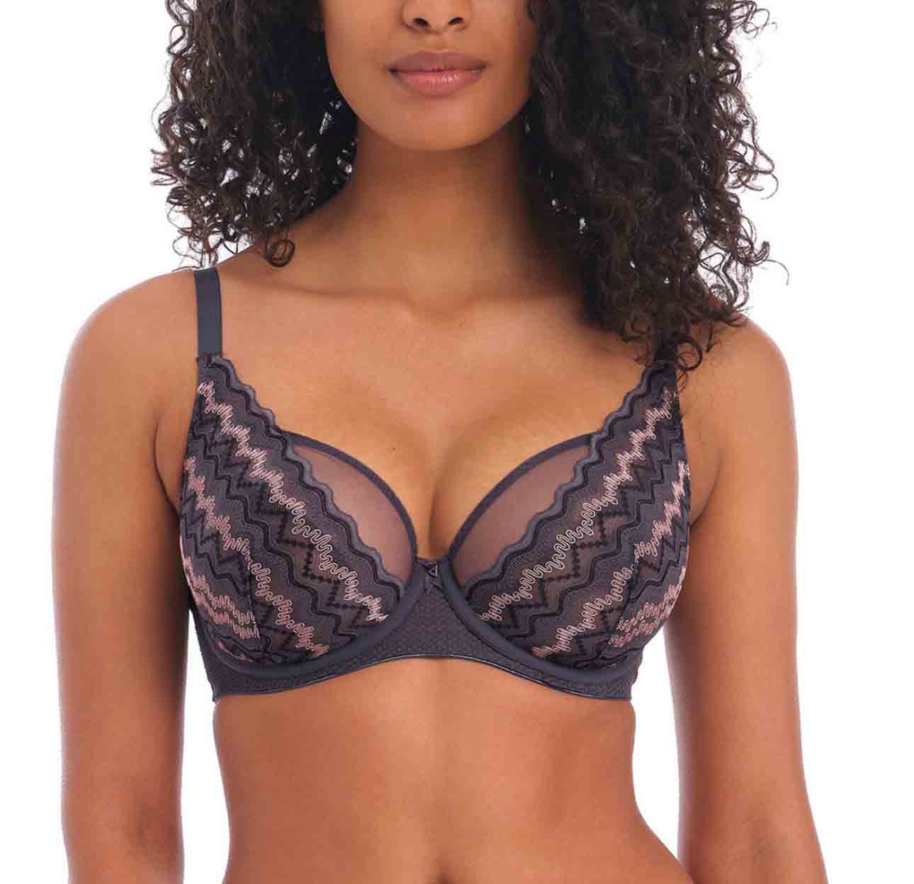 Freya Deco Vibe Underwire Molded Plunge Bra in Black - Busted Bra Shop