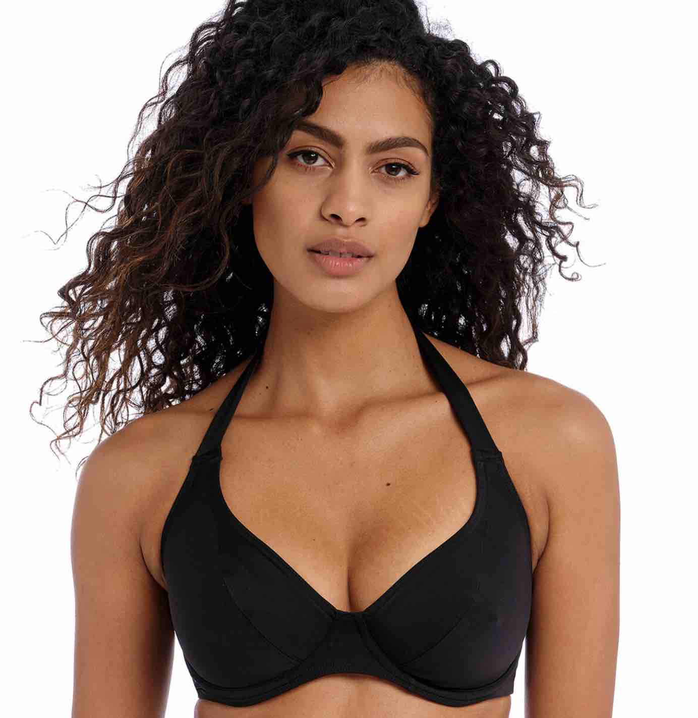 Freya Swim Jewel Cove Plain Banded Halter Bikini Top Storm in a